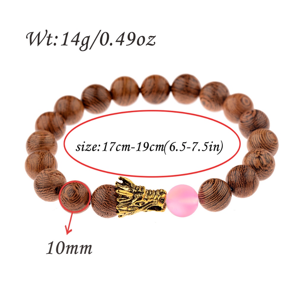 สร้อยข้อมือผู้ชายหินธรรมชาติ frosted สี dragon charm ขนาด 10 มม. เพิ่มพลังงานบวกและโชคลาภ - รูปที่ 2