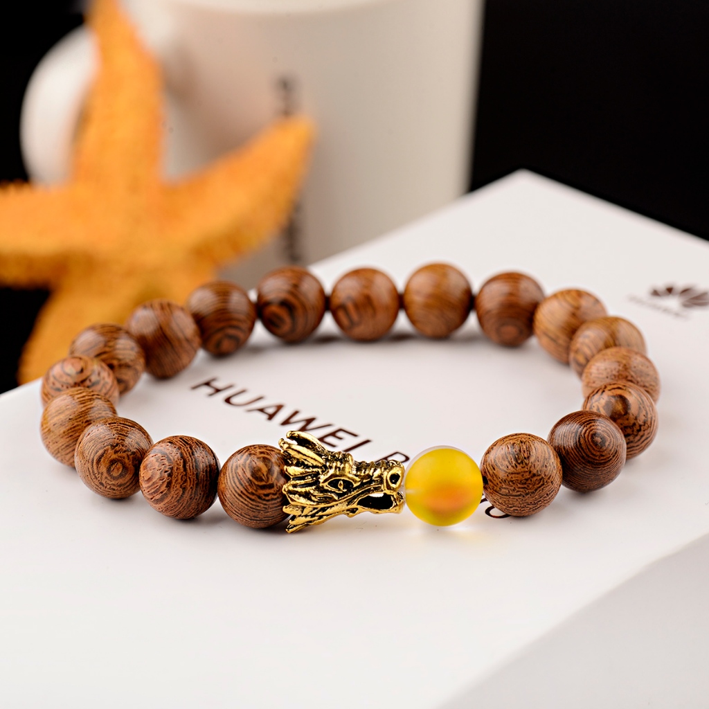 สร้อยข้อมือผู้ชายหินธรรมชาติ frosted สี dragon charm ขนาด 10 มม. เพิ่มพลังงานบวกและโชคลาภ - รูปที่ 7