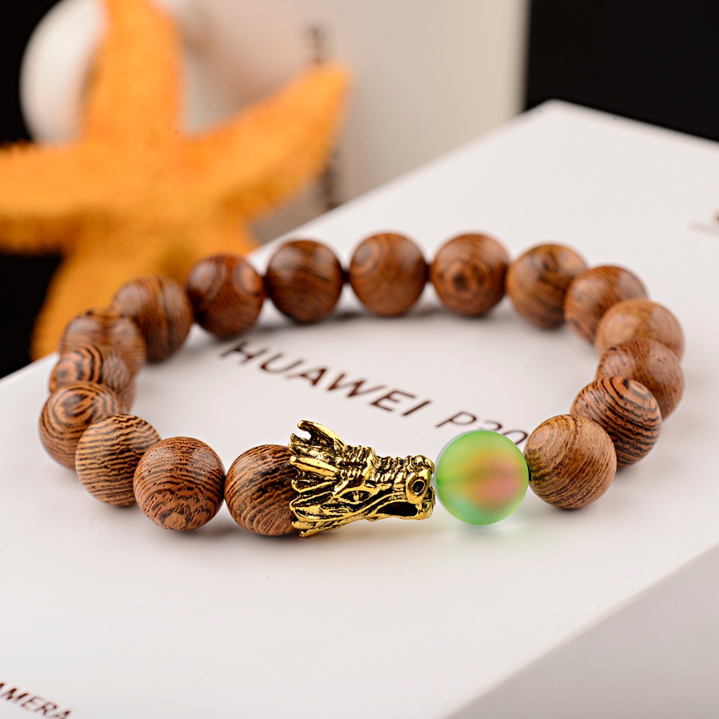 สร้อยข้อมือผู้ชายหินธรรมชาติ frosted สี dragon charm ขนาด 10 มม. เพิ่มพลังงานบวกและโชคลาภ - รูปที่ 4