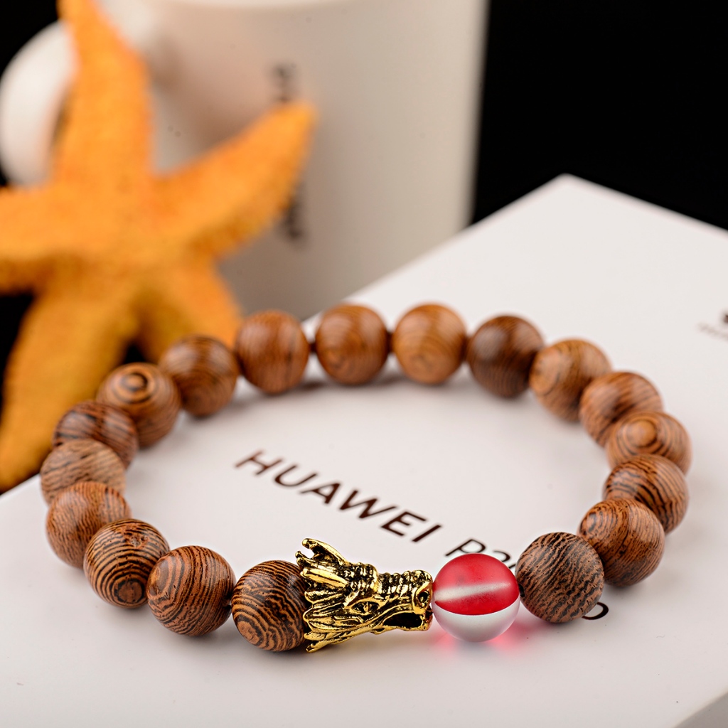 สร้อยข้อมือผู้ชายหินธรรมชาติ frosted สี dragon charm ขนาด 10 มม. เพิ่มพลังงานบวกและโชคลาภ - รูปที่ 6