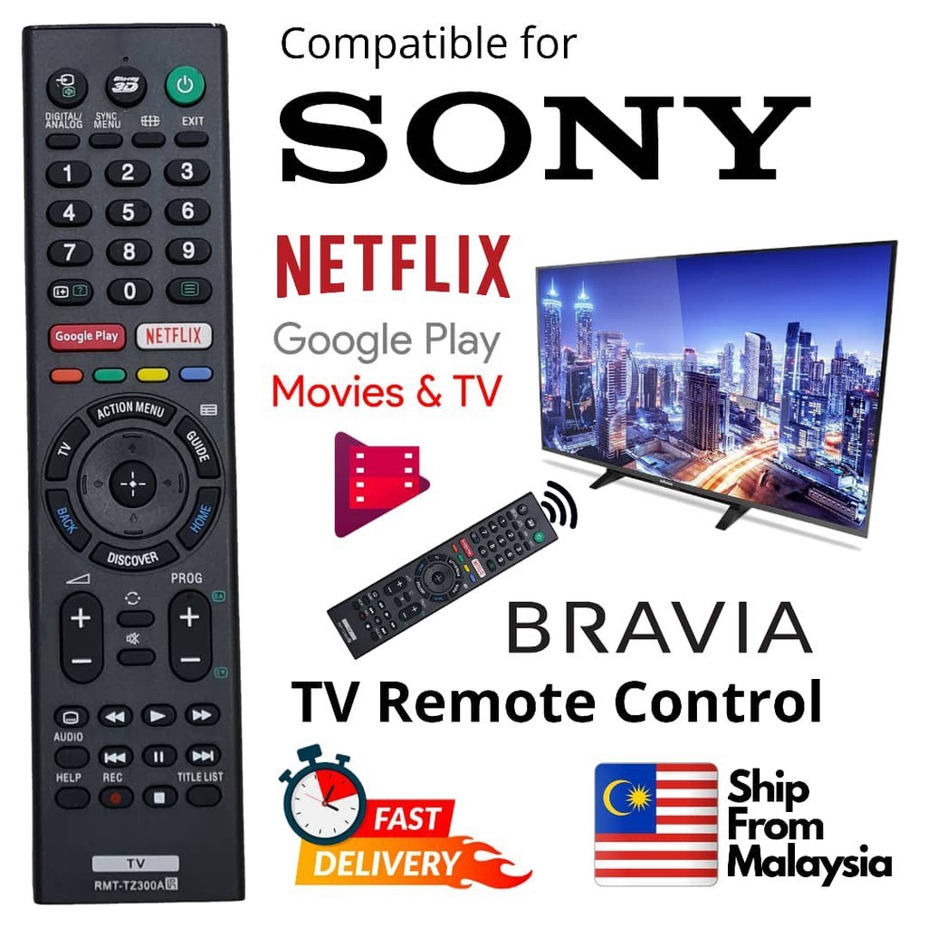 รีโมทคอนโทรล RMT-TX200P ใหม่เข้ากันได้กับทีวี Sony Bravia KD-43X8300D, KD-49X8000D, KDL-55X8200E, KD
