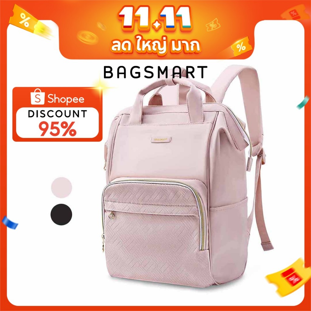 BAGSMART 15.6 นิ้ว สุภาพสตรีแล็ปท็อปกระเป๋าเป้สะพายหลังเดินทางกระเป๋าเป้สะพายหลังโรงเรียนความจุขนาดใหญ่