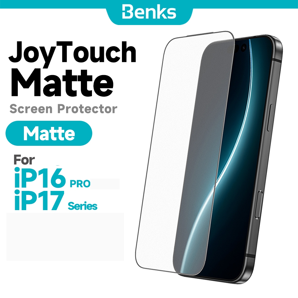 [Benks Official] Benks JoyTouch Matte Screen Protector สําหรับ IPhone 17 Air 16 Pro Max เกม Anti-Fingerprint Anti-Glare Scratch Resistance ฟิล์มกระจกนิรภัย