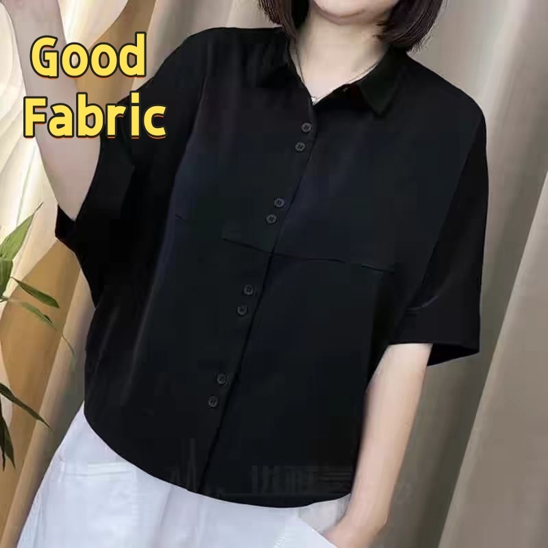 [พร้อมสต็อก] เสื้อสีดําสุภาพสตรีฤดูใบไม้ผลิฤดูร้อนสไตล์ใหม่ 2025 แฟชั่นขนาดใหญ่หลวม ผอมลง ดูเสื้อผู้หญิงแม่ที่สวยงามด้านบน