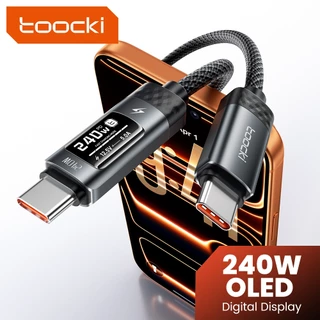 Toocki 240W Super Fast Charging ประเภท C ถึง Type C ข้อมูลสายสมาร์ท OLED Digital Display PD 3.1 Protocol รองรับ SFC2.0 สําหรับโทรศัพท์ Samsung 17-15 Pro Max แล็ปท็อปแท็บเล็ต