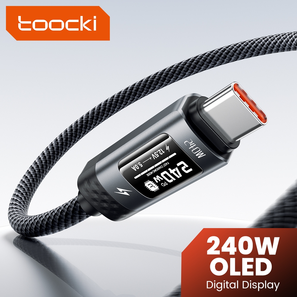 Toocki 240W Super Fast Charging ประเภท C ถึง Type C ข้อมูลสายสมาร์ท OLED Digital Display PD 3.1 Protocol รองรับ SFC2.0 สําหรับโทรศัพท์ Samsung 17-15 Pro Max แล็ปท็อปแท็บเล็ต