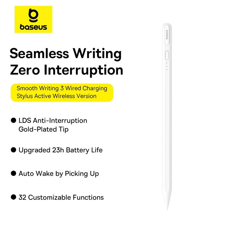 Baseus Smooth Writing 3 ปากกา Stylus ชาร์จสาย รุ่น Active Wireless / Active Tilt Sensitivity รองรับ Palm Rejection แบตเตอรี่ 17 ชม