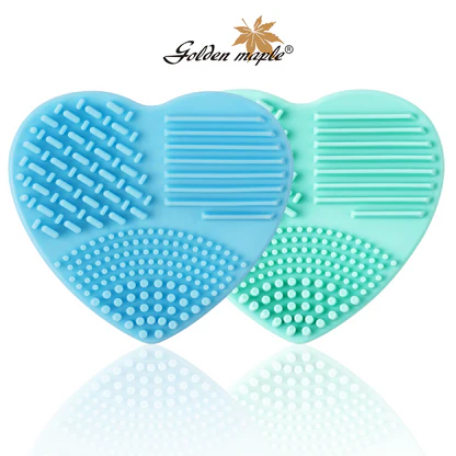 Golden Maple Brush แปรงทําความสะอาด,เครื่องขัดผิวซิลิโคนนุ่ม,สครับรูปหัวใจสําหรับเครื่องสําอางค์แปรงแต่งหน้าทําความสะอาด