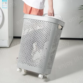 [จัดส่งในวันเดียวกัน] 45L/55Lตะกร้าใส่ผ้า ตะกร้าอเนกประสงค์ จัดเก็บเสื้อผ้า ระบายอากาศได้ laundry basket ขนาดใหญ่ สีขาว