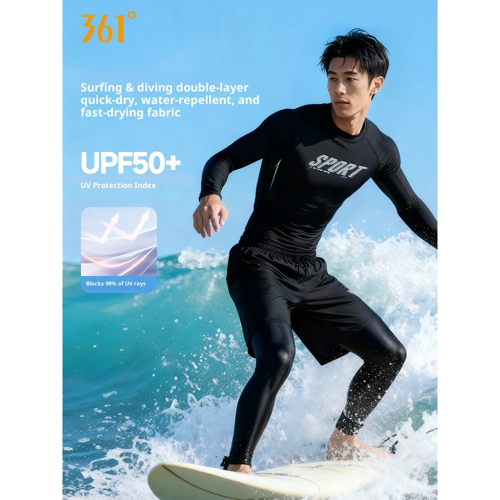 2026มาใหม่361องศาผู้ชายชุดว่ายน้ําท่องชุดป้องกันแสงแดดแขนยาว