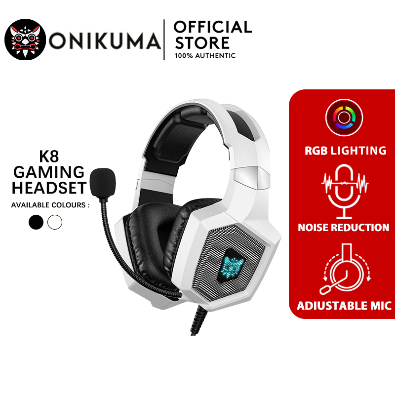 Onikuma K8 RGB หูฟังสําหรับเล่นเกมสําหรับพีซี/มือถือ/PS4/XBOX/Nintendo SW