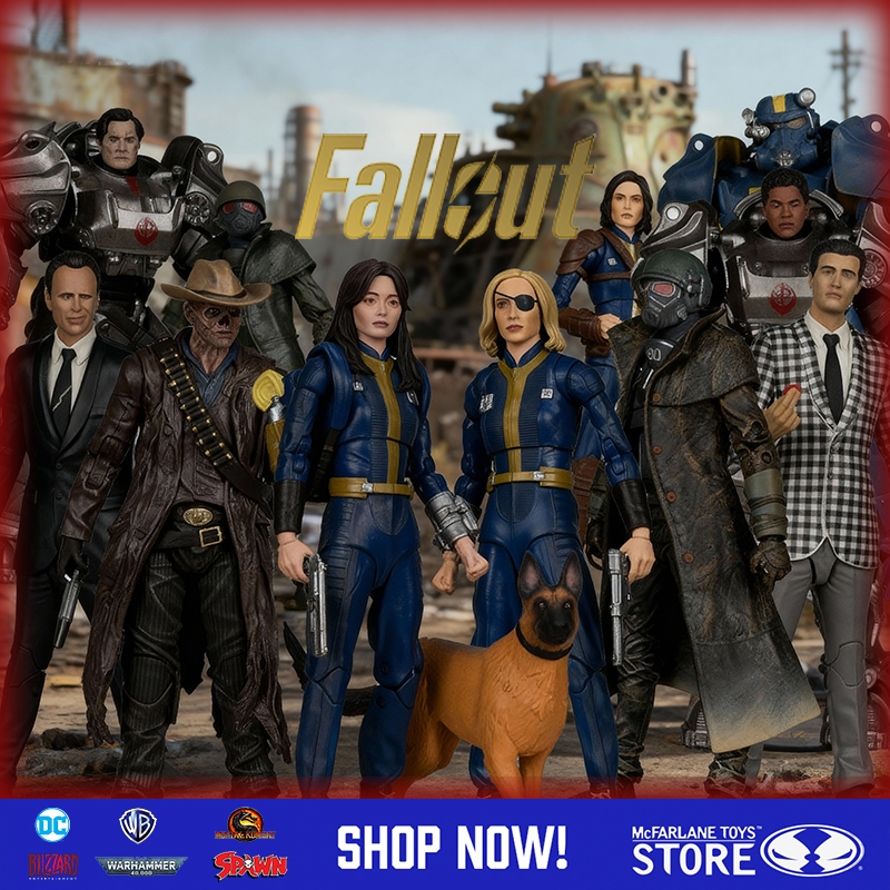[ในสต็อก] McFarlane Toys Fallout Live-Action Series Action Figure Set ฟิกเกอร์ตัวละครสะสม (ชุดเริ่มต้น, Power Armor & Dog) Premium Game/TV Show Merch