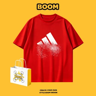 ✨จัดส่งตลอด 24 ชั่วโมง✨BOOM เสื้อยืดคอกลม ใส่ได้ทั้งชายและหญิง ผลิตจากผ้าคอตตอน 100% Oversize เหมาะสำหรับเยาวชน