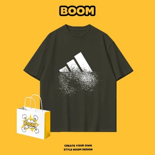 ✨จัดส่งตลอด 24 ชั่วโมง✨BOOM เสื้อยืดคอกลม ใส่ได้ทั้งชายและหญิง ผลิตจากผ้าคอตตอน 100% Oversize เหมาะสำหรับเยาวชน