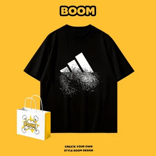 ✨จัดส่งตลอด 24 ชั่วโมง✨BOOM เสื้อยืดคอกลม ใส่ได้ทั้งชายและหญิง ผลิตจากผ้าคอตตอน 100% Oversize เหมาะสำหรับเยาวชน