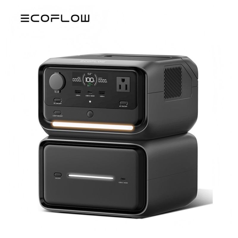 EF ECOFLOW สถานีจ่ายไฟแบบพกพา River 3 Plus พร้อมแบตเตอรี่เสริม EB600 ความจุขยายจาก 286Wh ถึง 858Wh, 