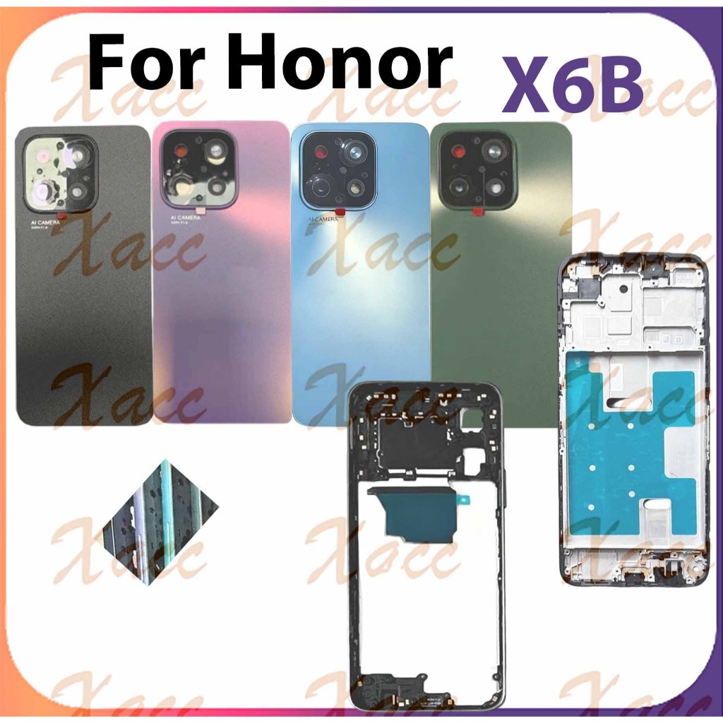สําหรับ Honor X6B JDY-LX1 JDY-LX2 ฝาหลังแบตเตอรี่ชุดกรอบกลางปุ่มเลนส์กล้องกรอบ LCD กรอบด้านหน้าโทรศัพท์เปลี่ยนการติดตั้ง
