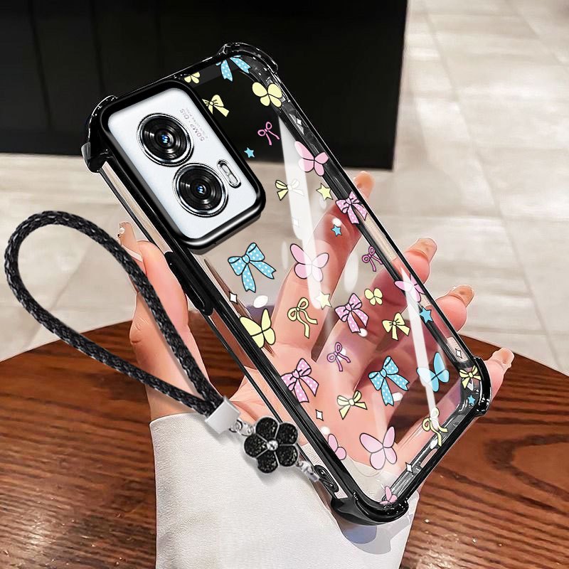 VRQR สําหรับ Vivo Y36 4G 5G Y27 Y39 5G สไตล์สาวสดกันกระแทกเคสโทรศัพท์ใสพร้อมเชือกดอกไม้