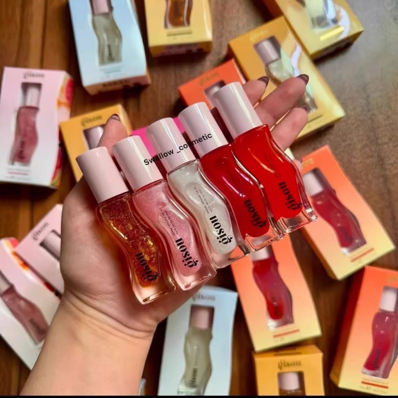 มาพร้อมแปรงทาปาก [บนมือ] Gisou Honey Glossy Lip oil moisturizing anti-drying Lip Balm พกพาสะดวก hydrating Lip Balm