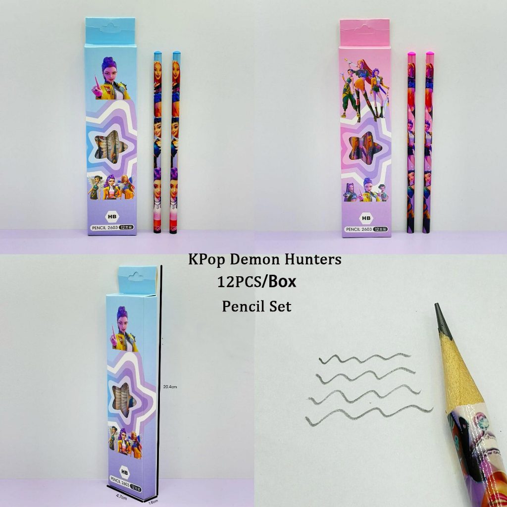12 ชิ้น/กล่อง Kpop Demon Hunters ชุดดินสอสําหรับเด็กนักเรียนโรงเรียนการ์ตูนเครื่องเขียนของขวัญ