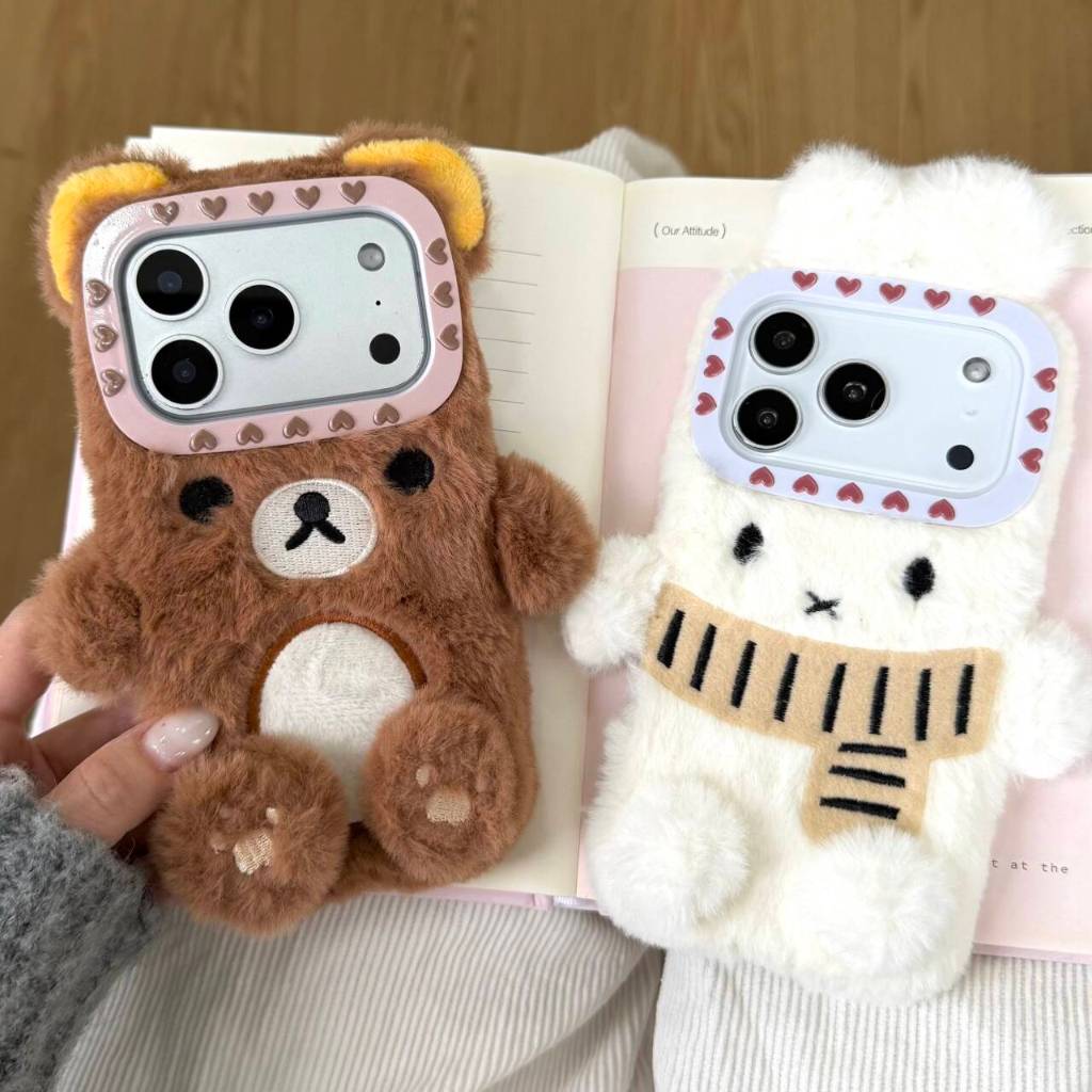 หมีสีน้ําตาลสีขาว Miffy กระต่ายตุ๊กตา TPU สําหรับ Apple IPhone 17 16 15 14 13 Pro Max เคสกันกระแทก