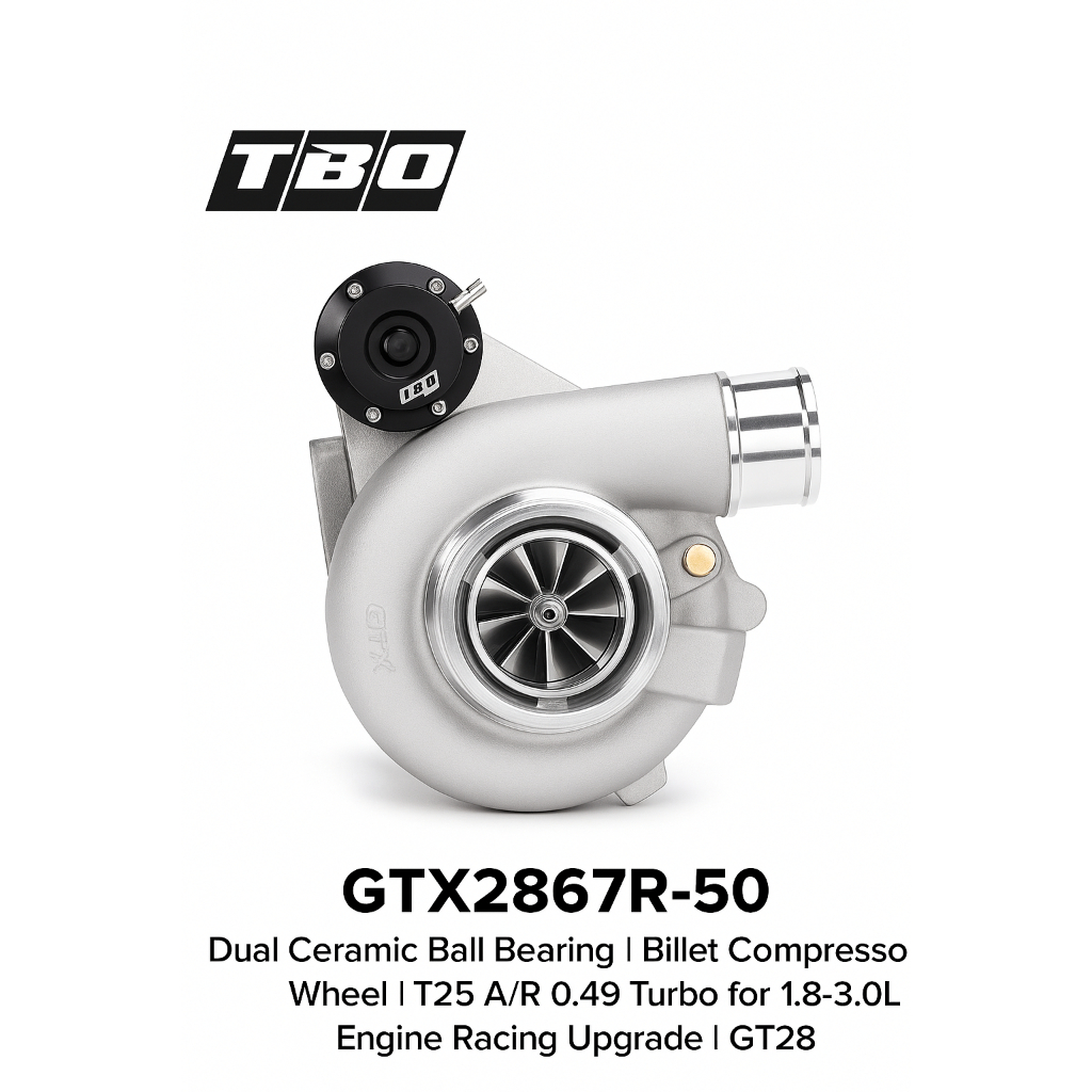 GTX2867R-50 Turbocharger Dual Ceramic Ball Bearing | ล้อคอมเพรสเซอร์ Billet | T25 A/R 0.49 Turbo สํา