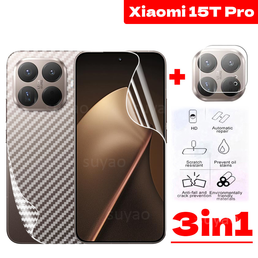 สําหรับ Xiaomi 17T 15T Pro 15TPro 2025 ฟิล์มไฮโดรเจลด้านหน้า Xiaomi15TPro Xiaomi15T Mi โทรศัพท์กลับฟิล์มคาร์บอนไฟเบอร์เลนส์กล้อง Clear Screen Protector นุ่มป้องกันดูคลุมทั้งหมด