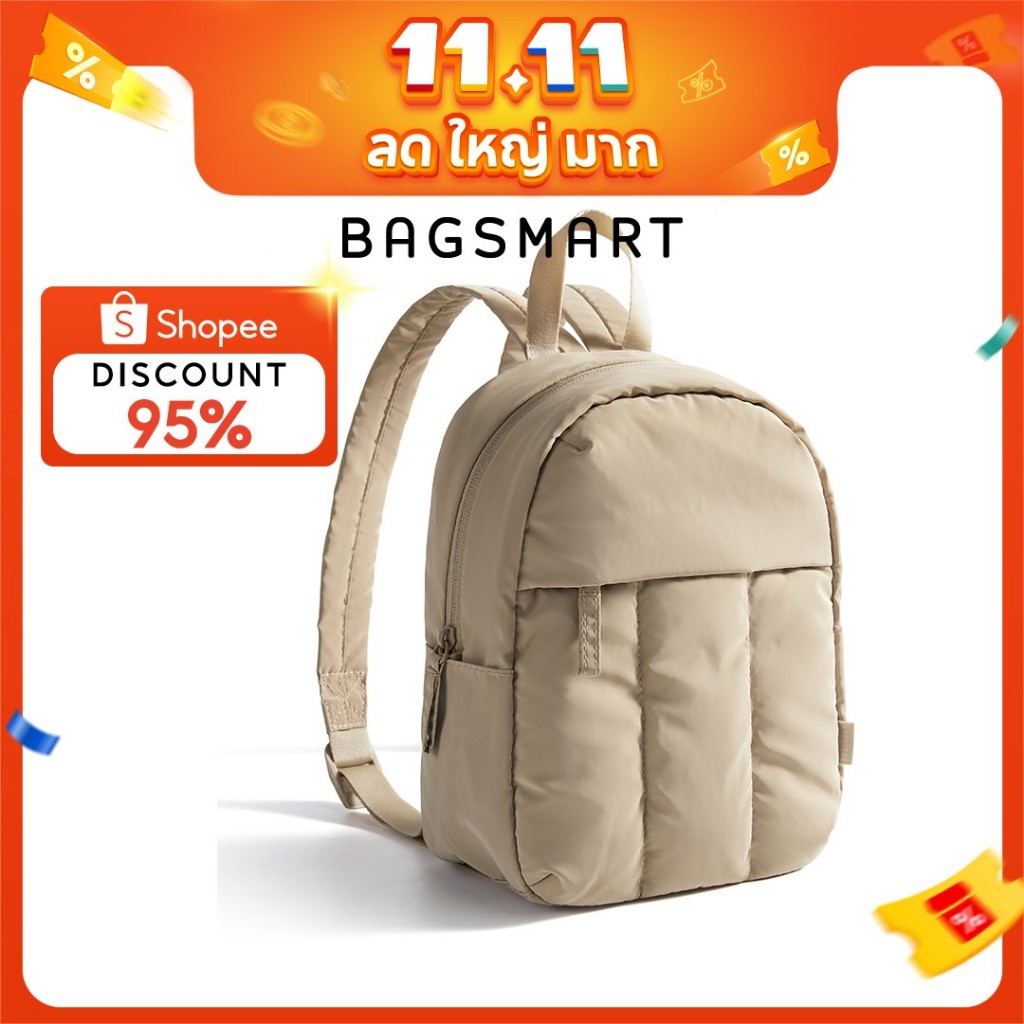 BAGSMAT Mini Backpack Travel Backpack for Women, Quilted College Laptop Bookbag, Work Back Pack for Women, Cute Computer Water-Resistant Casual Daypack, Puffer Black