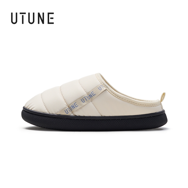 UTUNE ผ้าขนเป็ดกันลมในร่มแฟชั่น Unisex รองเท้าแตะขนมปังคู่