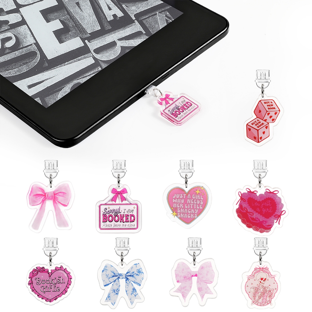 9-PcsMoKo การ์ตูนปลั๊กฝุ่น Charms สําหรับ Kindle,Type-C ชาร์จพอร์ตปลั๊กฝุ่นใช้งานร่วมกับ E-Reader / โทรศัพท์ / แท็บเล็ต