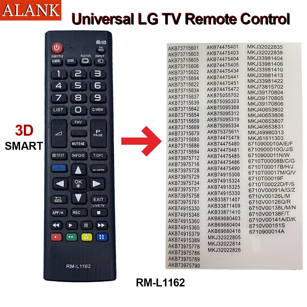 ALANK รีโมทอเนกประสงค์สำหรับรีโมททีวี LED LCD LG รุ่น RM-L1162 (แบบอินฟราเรด พร้อมใช้งานทันที)