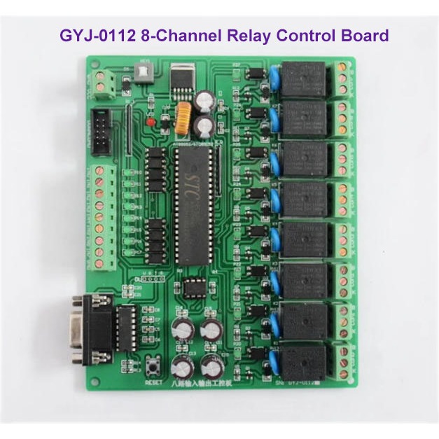 JYJ-0112 บอร์ดควบคุมรีเลย์ 8 ช่อง - STC89C52RC MCU, RS232 การสื่อสาร, 12V/24V DC, ตัวควบคุมอุตสาหกรร