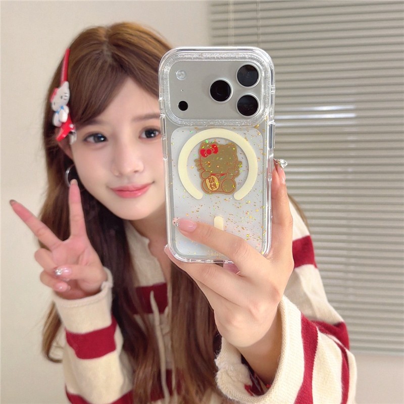 IPhone 17 Pro max 16 Pro max Gold Leaf Cat ลาย TPU วัสดุกระบวนการ IMD เคสโทรศัพท์
