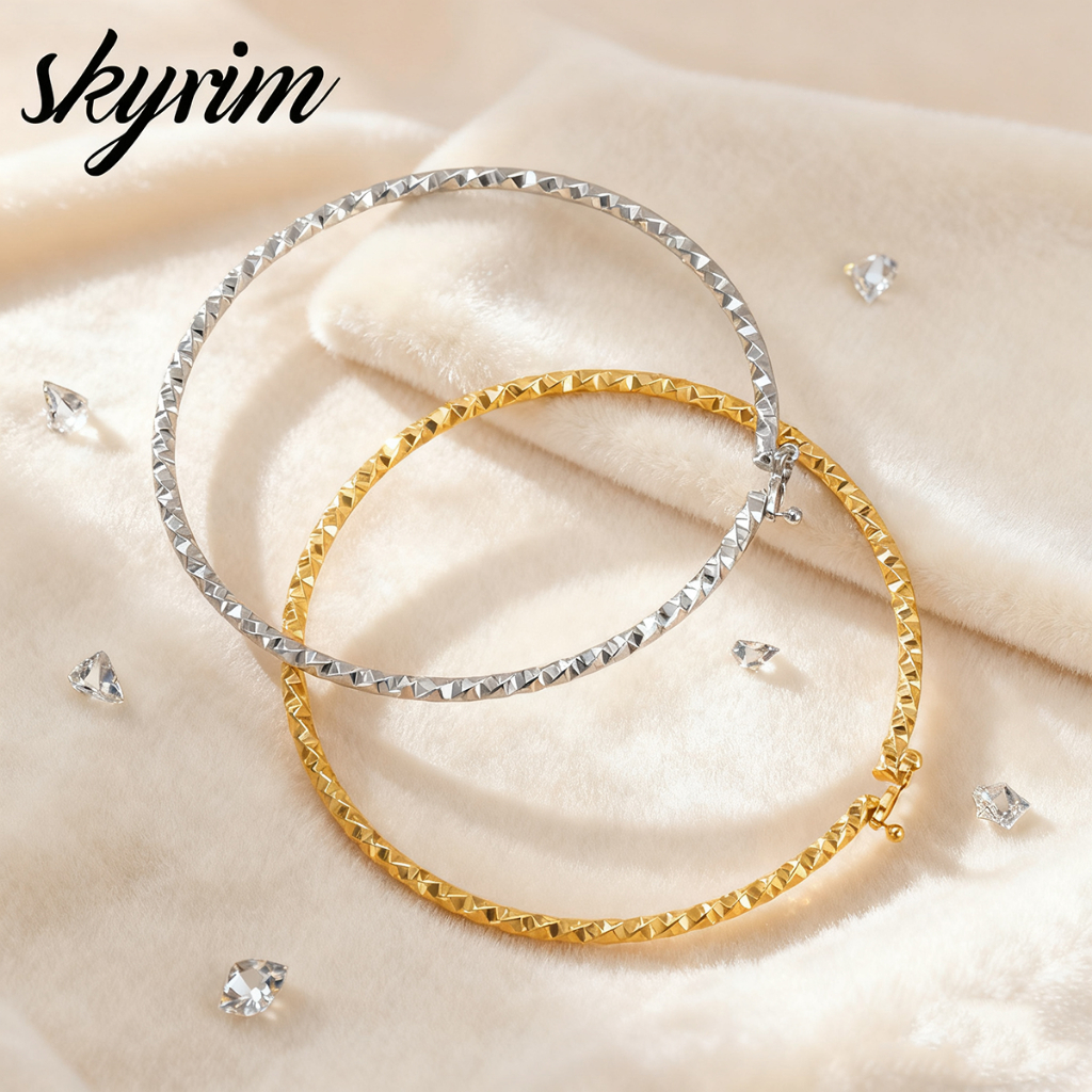 SKYRIM Gold Stainless Steel Shimmering Bracelet 2.6mm - Hypoallergenic Minimalist Bracelet Gift for Women, Tarnish-Resistant