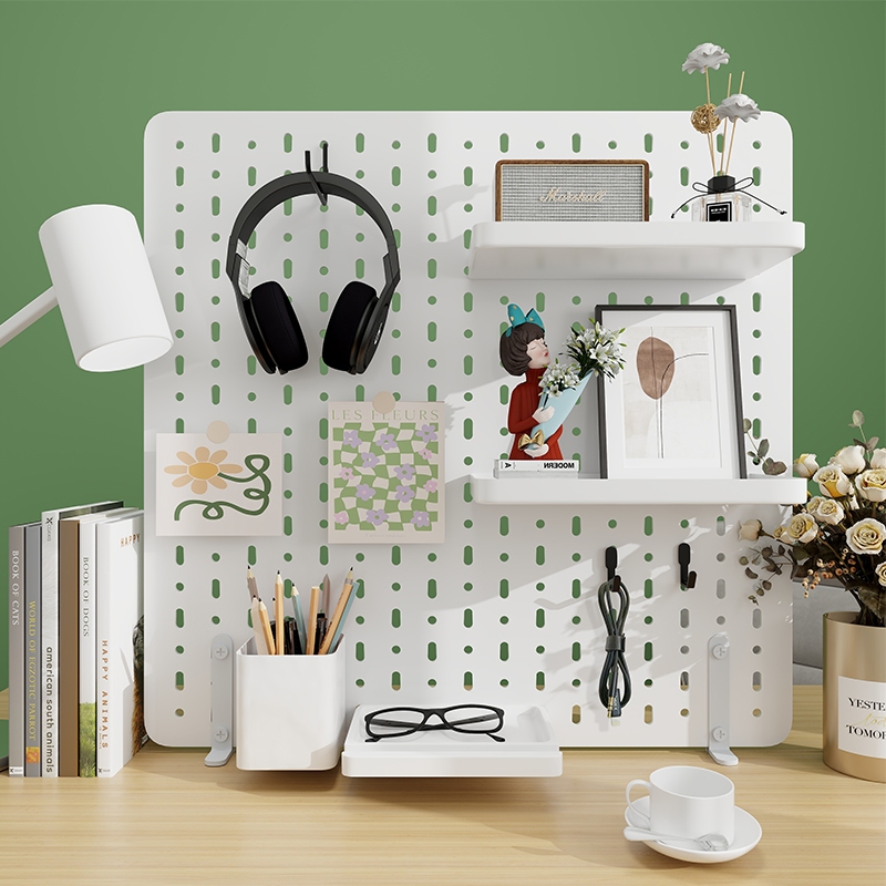 แผ่นวางของติดผนัง 56*56*0.5cm กระดานแขวนของ Pegboard แผ่นใหญ่ วางของมากขึ้น