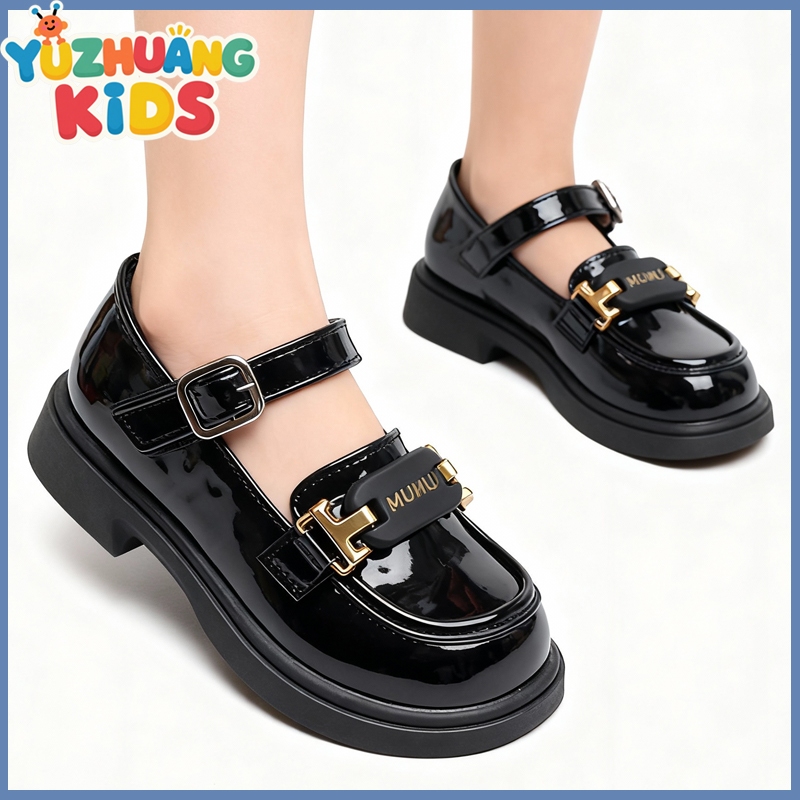 [กรุงเทพฯ จัดส่ง]6-12 ปี รองเท้านักเรียนหญิง หนังเงา สายน่ารัก