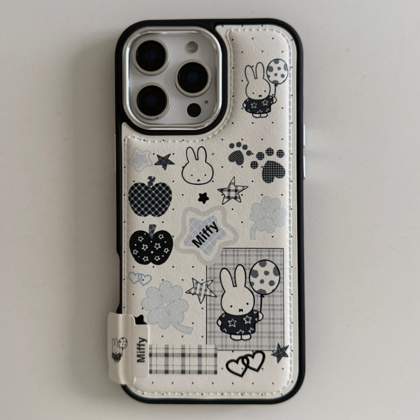 การ์ตูนกระต่ายบอลลูนหนังเคสโทรศัพท์สําหรับ iPhone 17 16 15 14 13 Pro Max แฟชั่นฝาครอบกันกระแทกแบบนุ่ม