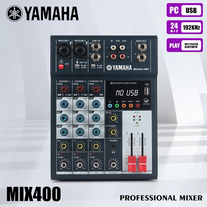 YAMAHA MIX400 มิกเซอร์ขนาดเล็กระดับมืออาชีพ, รองรับการเชื่อมต่อ Bluetooth USB, การเชื่อมต่อ Bluetoot