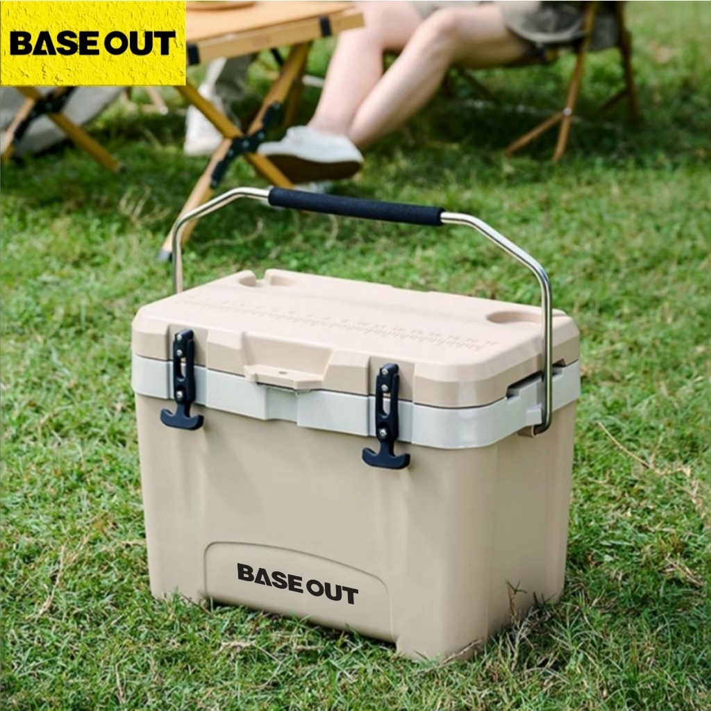 BASE OUT กล่องเก็บความเย็น ความจุขนาดใหญ่ ฉนวนกันความร้อน สําหรับตั้งแคมป์กลางแจ้ง ฉนวนและเครื่อ ✨ส่งจากไทย✨ งทำความเย็นระยะยาว 84H