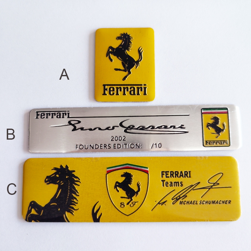 1 x อลูมิเนียม SF Horse Ferrari ทีมโลโก้รถจักรยานมอเตอร์ Auto ตกแต่งการ์ดป้ายสัญลักษณ์สติกเกอร์รูปลอกสําหรับ FERRARI