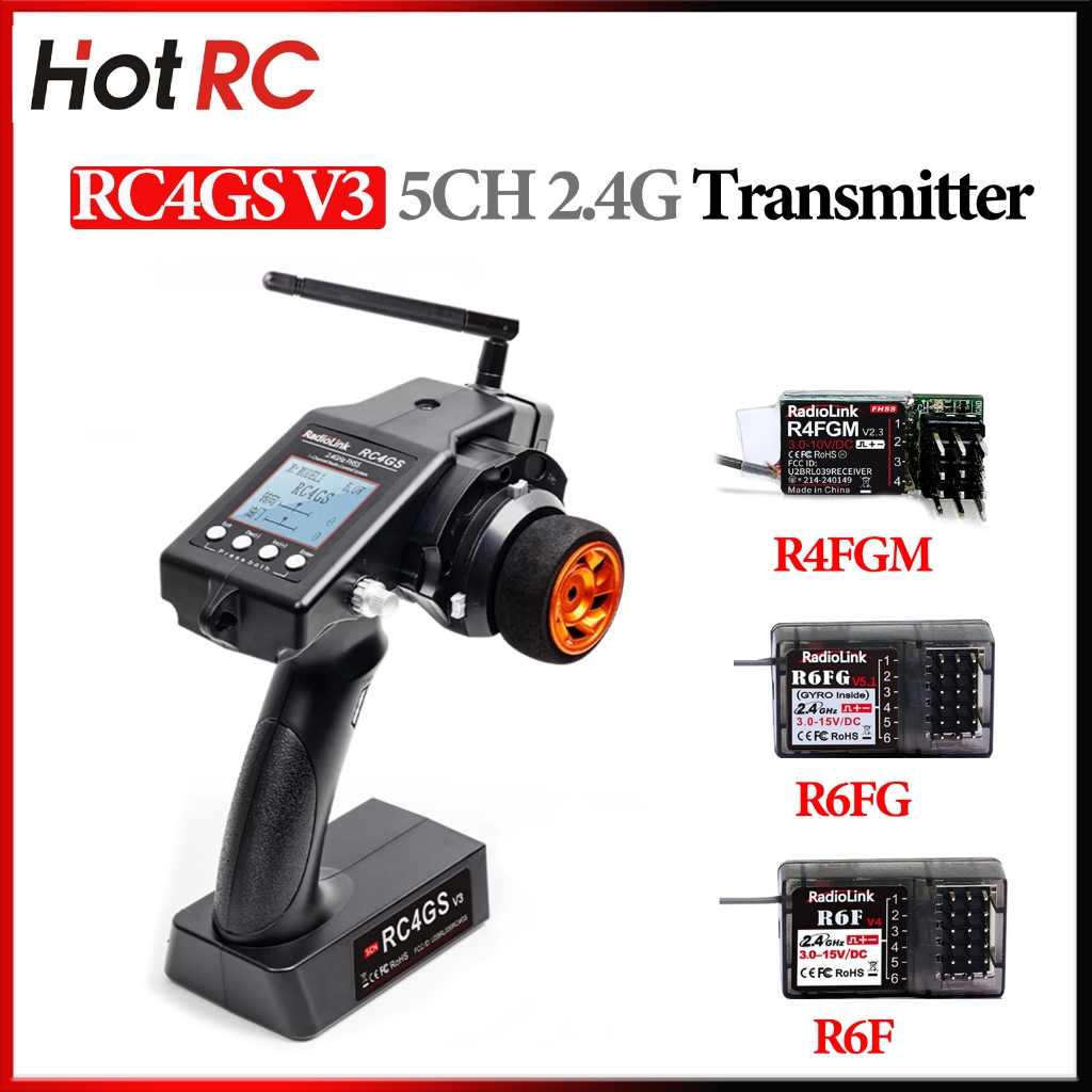 RadioLink 5CH RC4GS V3 2.4G เครื่องส่งสัญญาณรีโมทคอนโทรล 4/6CH R4FGM R6F R6FG Gyro Receiver สําหรับ 