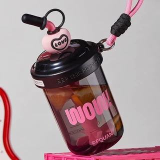 RAINBOW CUP แก้วปั่น PC แก้วพลาสติก หลอดแก้ว เครื่องดื่มชง น้ำปั่นขนาดเล็ก น่ารักการ์ตูน 580ml