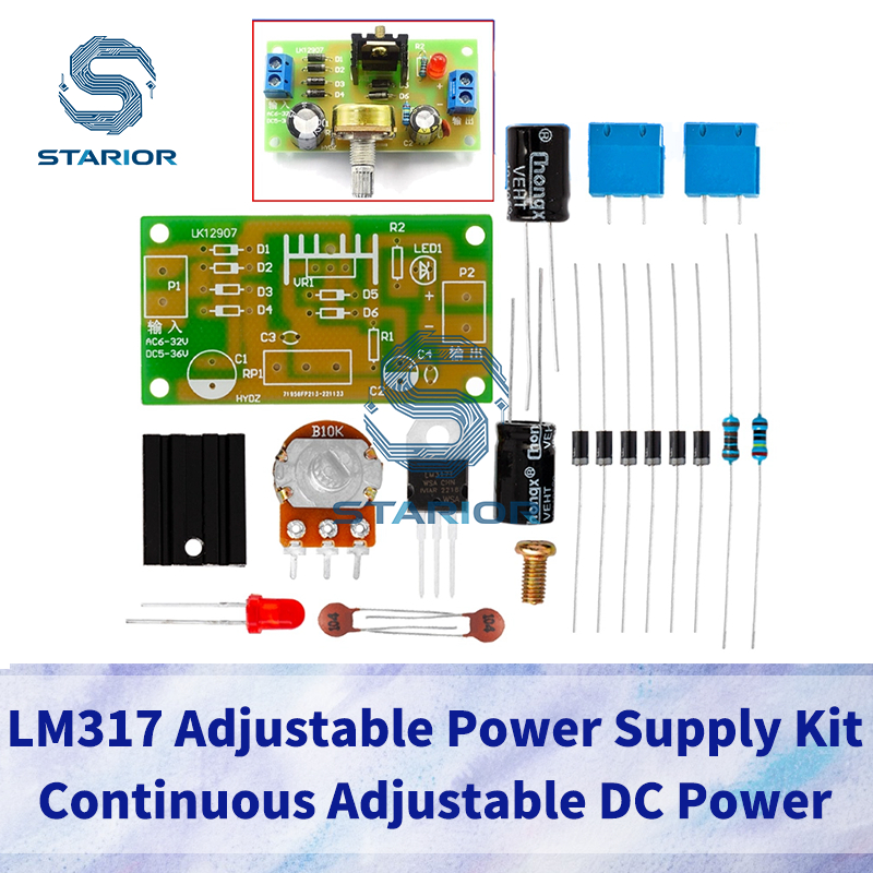 1-5 ชิ้น LM317 ชุดจ่ายไฟแบบปรับได้ต่อเนื่องแหล่งจ่ายไฟ DC ปรับได้ DIY การสอนชิ้นส่วนการฝึกอบรม