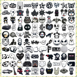 Hot 1 ชิ้นสีดําและสีขาว Series รองเท้า charms อุปกรณ์เสริมตก…