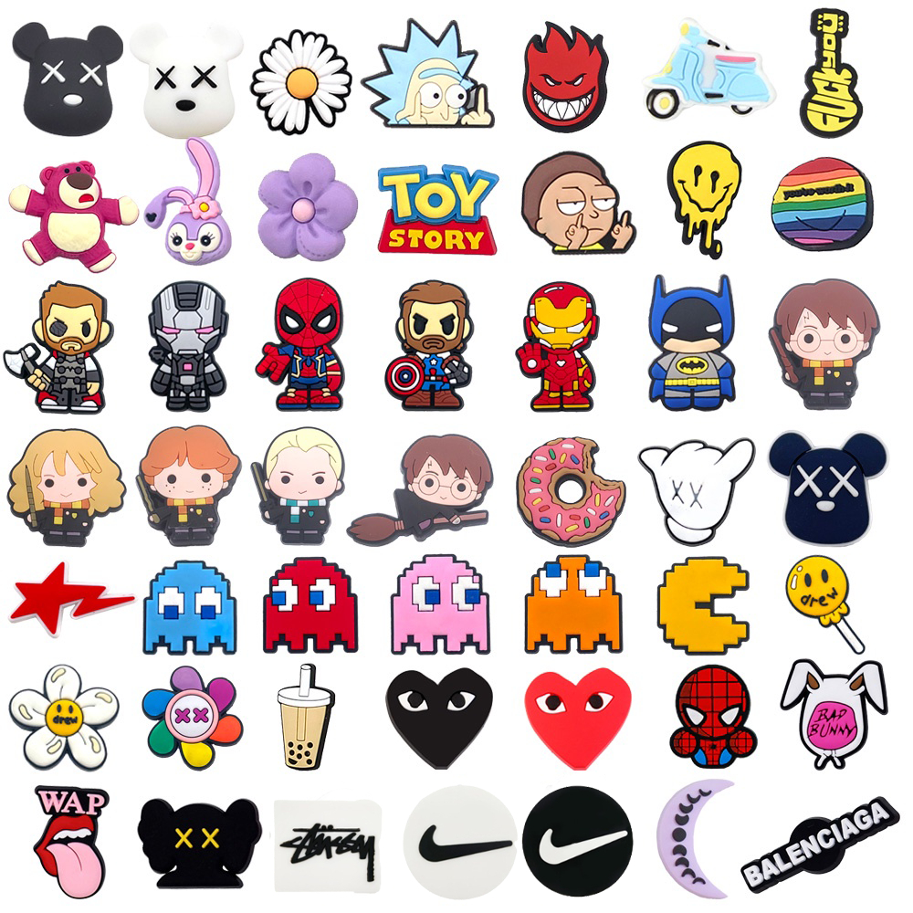 เครื่องประดับเชือกรองเท้า DIY สไตล์การ์ตูnooni เมะ มาร์เวล และพินหมีน่ารัก สำหรับตกแต่งรองเท้าและเป็นของขวัญสำหรับเด็ก