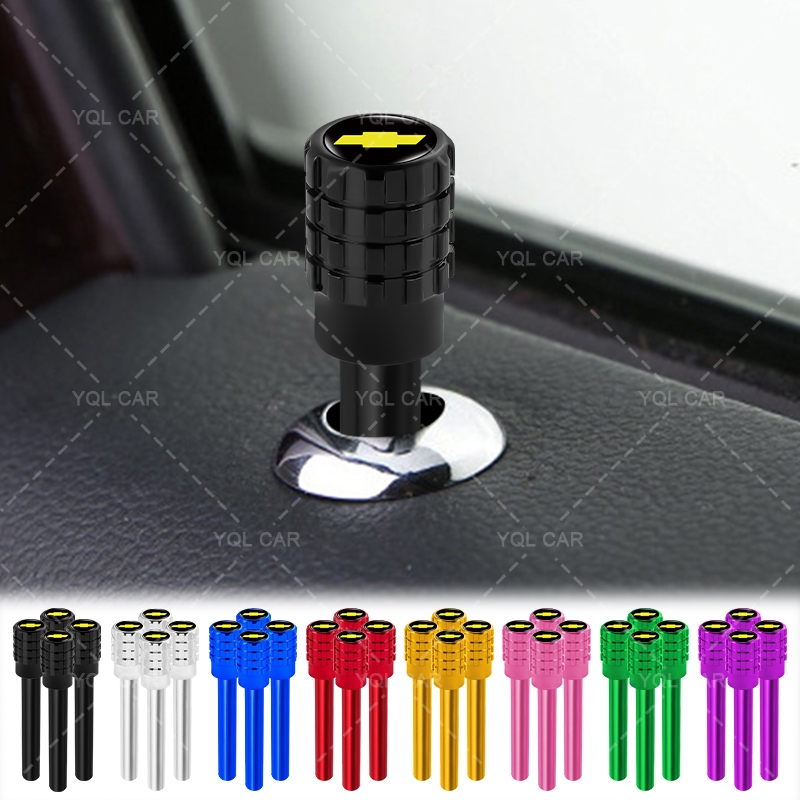 1/4pcs Surable Alloy รถประตูล็อคปุ่มหมวกรถประตูล็อคลูกบิดสําหรับ Chevrolet Captiva Colorado Cruze Spark Malibu Aveo