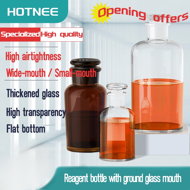 Lab Glassware Ground Mouth Reagent Bottle - Wide/Narrow Mouth Amber/Transparent หนาปิดผนึก Sampling ขวด 250ml 500ml