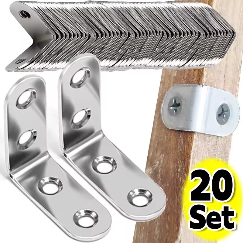 10/20/30ชุด สแตนเลส90°ฉากยึดมุม / ที่รัดมุมรูปตัว ล / ขายึดข้อต่อตู้โครงเตียงเฟอร์นิเจอร์