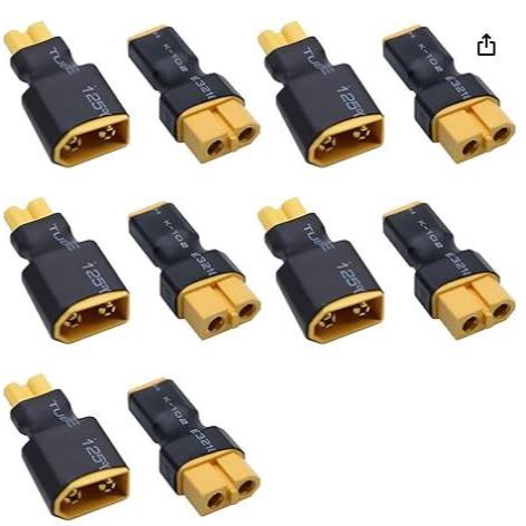 XT30 Connector to XT60 Connector Plug-10 PCS XT30 ถึง XT60 ชายหญิงอะแดปเตอร์ไม่มีสายไฟสําหรับ RC รถ 