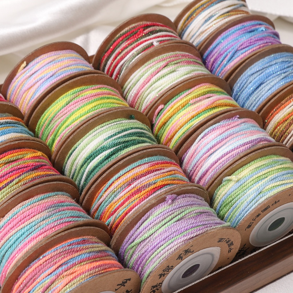 [1.2 มม.] ประมาณ 25 ม. Starry Sky Gradient สีด้ายฝ้ายเงาด้ายฝ้าย DIY เครื่องประดับทําด้วยมืออุปกรณ์เสริมลูกปัด